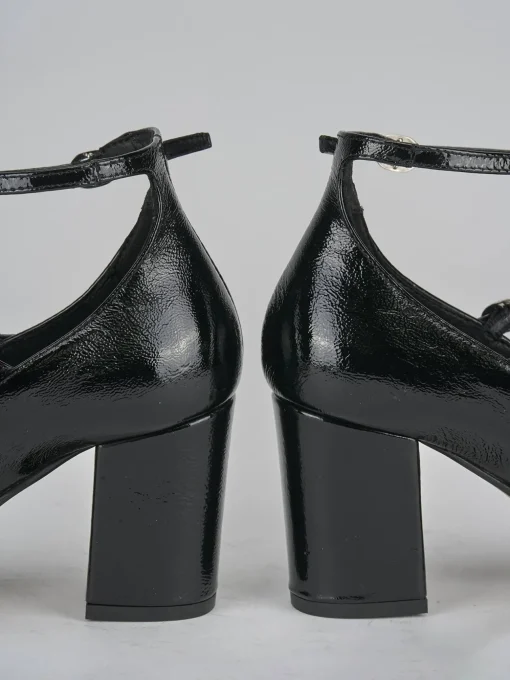 Décolleté e slingback tacco 8cm vernice nero