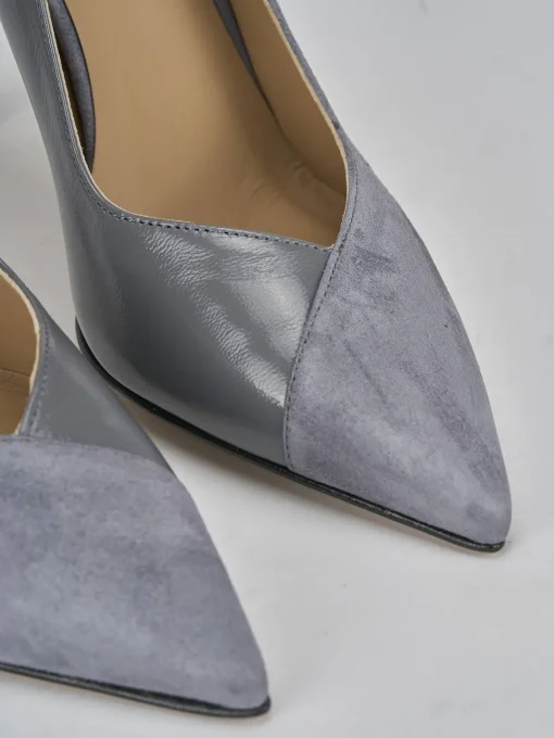 Décolleté e slingback tacco 11cm camoscio grigio