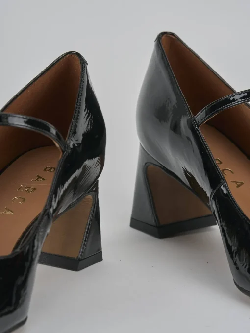Décolleté e slingback tacco 5cm vernice nero