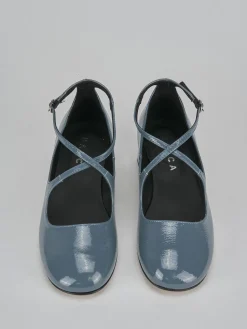 Décolleté e slingback tacco 4cm vernice jeans