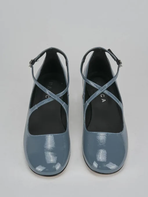 Décolleté e slingback tacco 4cm vernice jeans