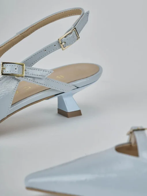 Décolleté e slingback tacco 4cm vernice azzurro