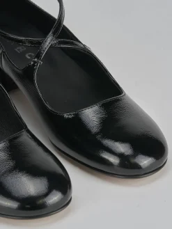 Décolleté e slingback tacco 4cm vernice nero