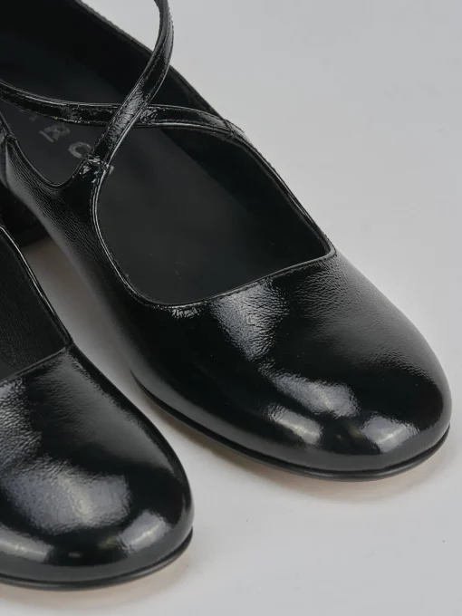 Décolleté e slingback tacco 4cm vernice nero