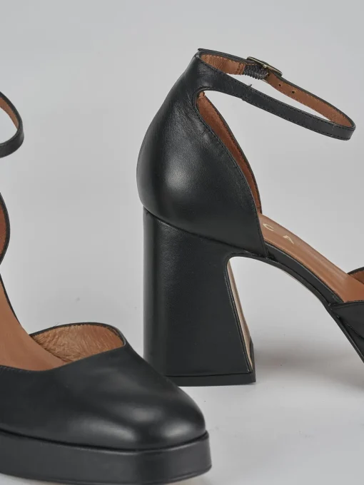 Décolleté e slingback tacco 9cm pelle nero