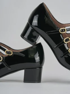 Décolleté e slingback tacco 4cm vernice nero