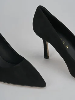 Décolleté e slingback tacco 7cm camoscio nero