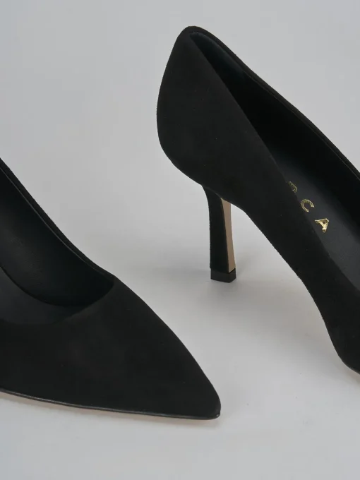 Décolleté e slingback tacco 7cm camoscio nero