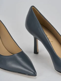 Décolleté e slingback tacco 7cm pelle blu