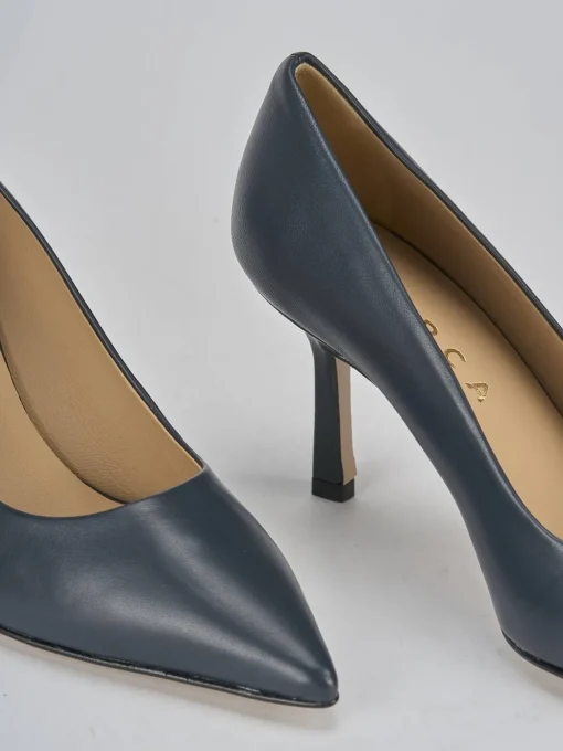 Décolleté e slingback tacco 7cm pelle blu