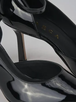 Décolleté e slingback tacco 7cm vernice nero