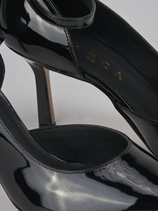 Décolleté e slingback tacco 7cm vernice nero