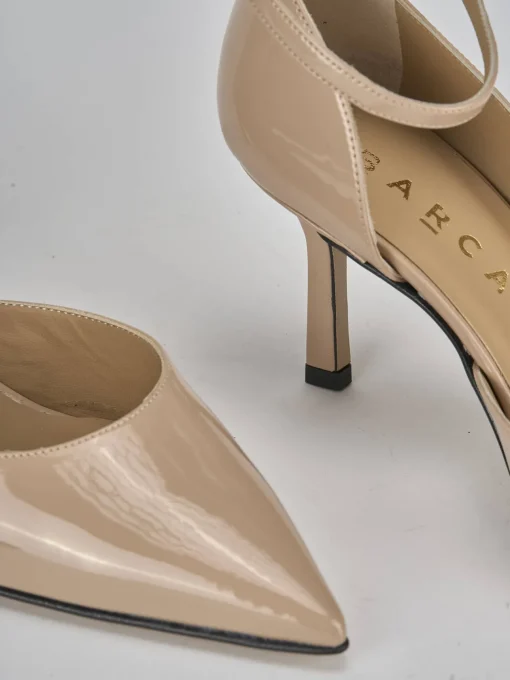 Décolleté e slingback tacco 7cm vernice beige