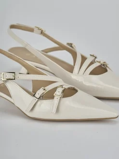 Décolleté e slingback tacco 4cm vernice bianco