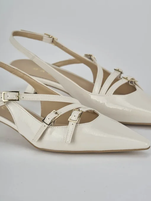 Décolleté e slingback tacco 4cm vernice bianco