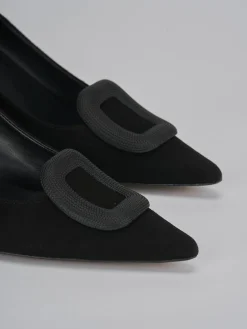 Décolleté e slingback tacco 5cm camoscio nero