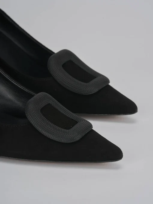 Décolleté e slingback tacco 5cm camoscio nero