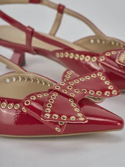 Décolleté e slingback tacco 4cm vernice rosso