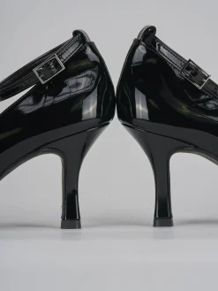 Décolleté e slingback tacco 7cm vernice nero