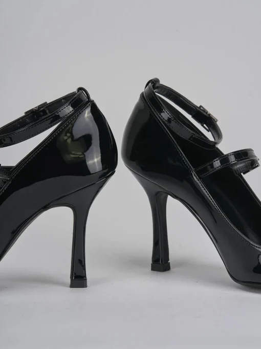 Décolleté e slingback tacco 9cm vernice nero