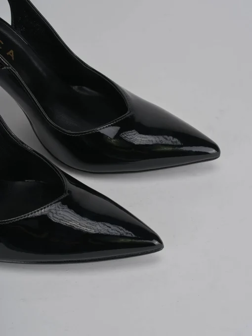 Décolleté e slingback tacco 9cm vernice nero