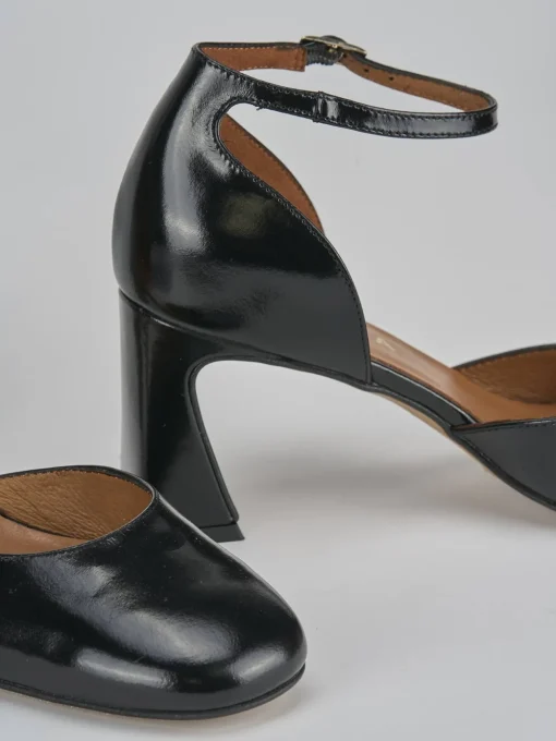 Décolleté e slingback tacco 7cm pelle nero