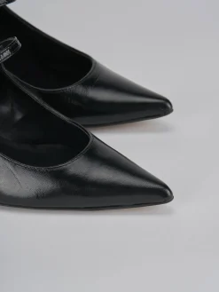 Décolleté e slingback tacco 5cm pelle nero