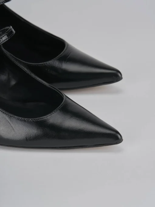 Décolleté e slingback tacco 5cm pelle nero