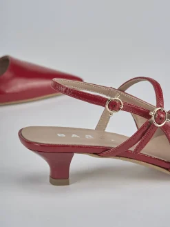 Décolleté e slingback tacco 3cm vernice rosso