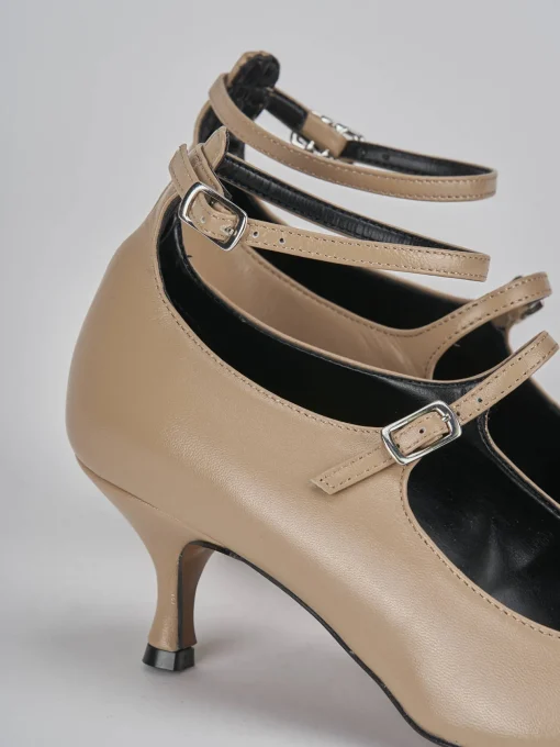 Décolleté e slingback tacco 5cm pelle marrone