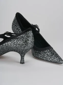 Décolleté e slingback tacco 5cm pelle argento