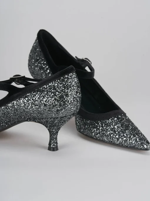 Décolleté e slingback tacco 5cm pelle argento