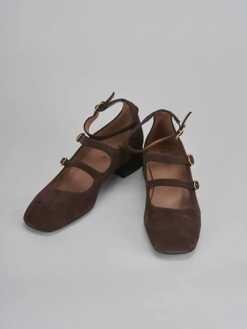 Décolleté e slingback tacco 3cm camoscio testa