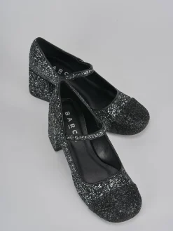 Décolleté e slingback tacco 6cm glitter argento