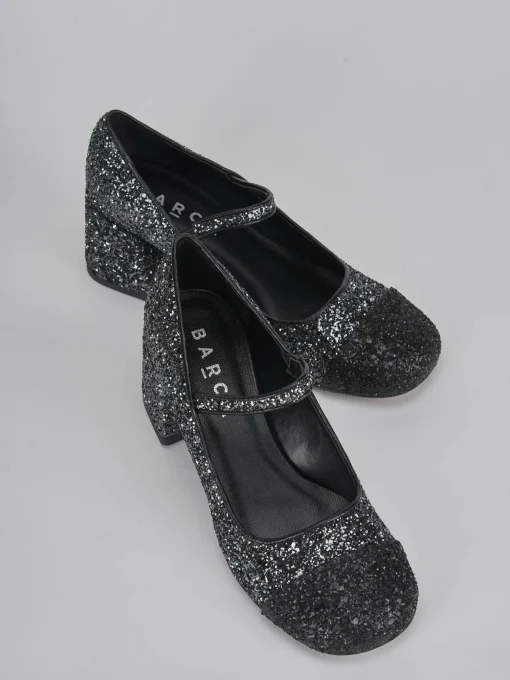Décolleté e slingback tacco 6cm glitter argento