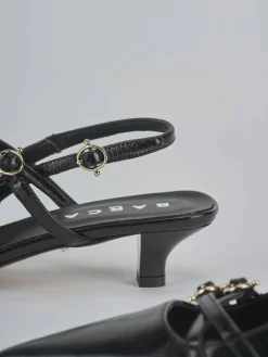 Décolleté e slingback tacco 3cm vernice nero