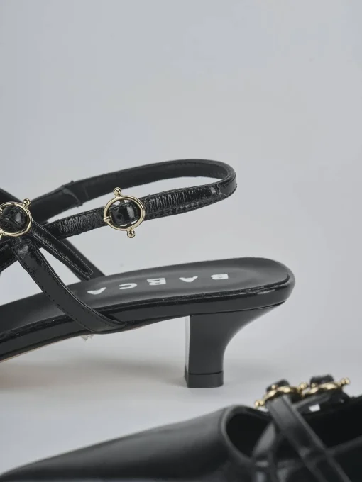 Décolleté e slingback tacco 3cm vernice nero