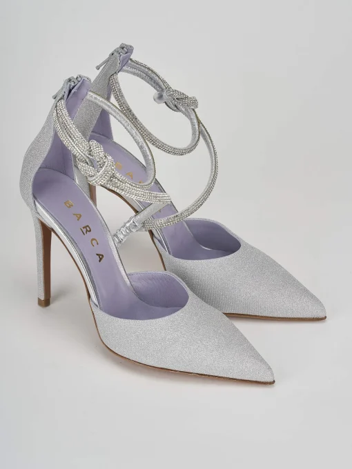 Décolleté e slingback tacco 10cm pelle argento
