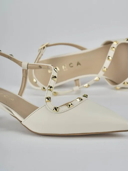 Décolleté e slingback tacco 4cm pelle bianco