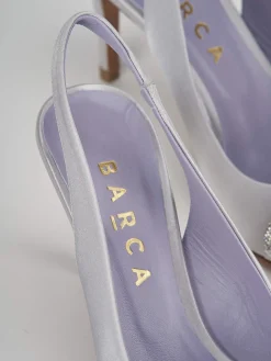 Décolleté e slingback tacco 7cm raso argento
