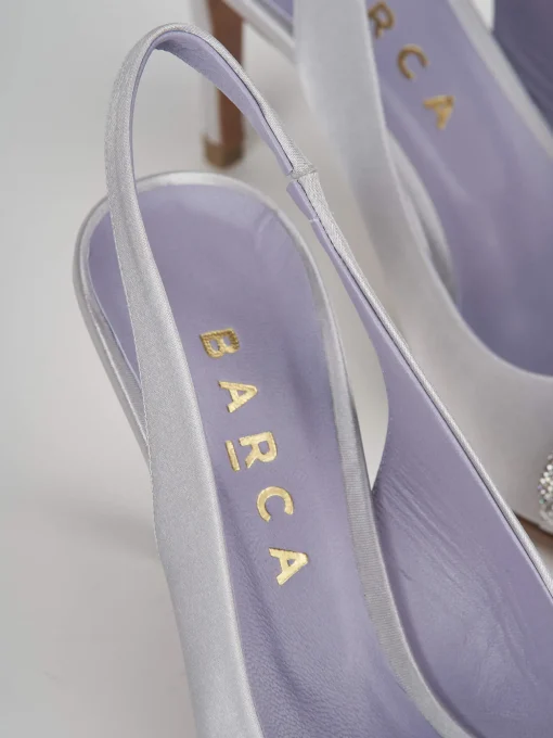 Décolleté e slingback tacco 7cm raso argento