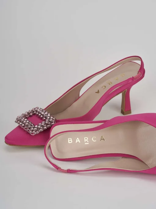 Décolleté e slingback tacco 5cm raso rosa