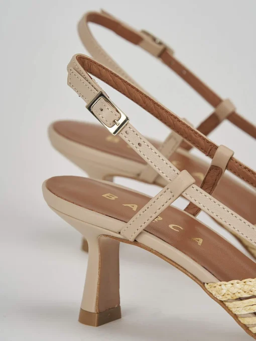 Décolleté e slingback tacco 5cm pelle beige