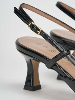 Décolleté e slingback tacco 5cm vernice nero