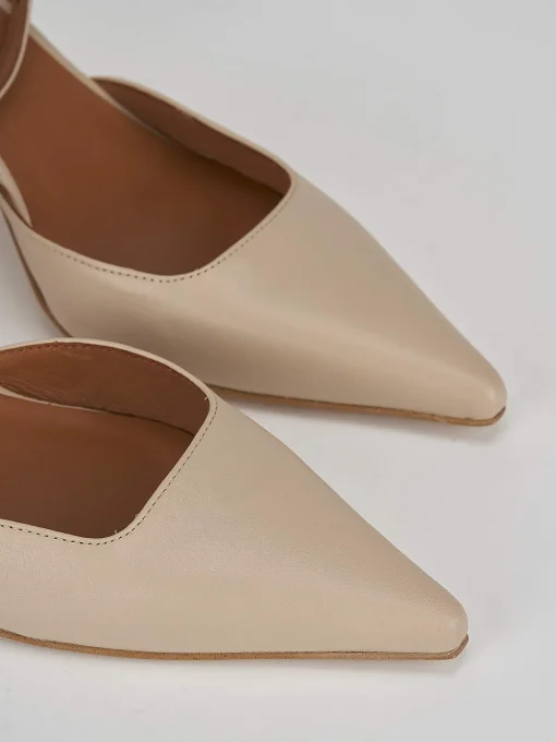 Décolleté e slingback tacco 7cm pelle beige