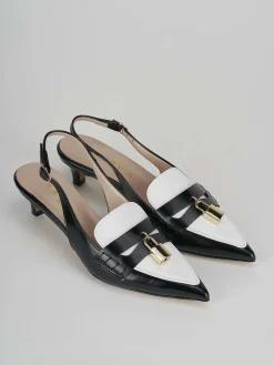 Décolleté e slingback tacco 3cm pelle nero