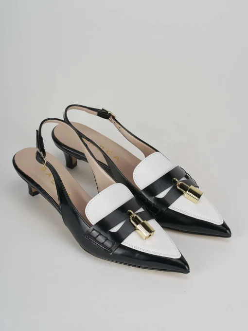 Décolleté e slingback tacco 3cm pelle nero