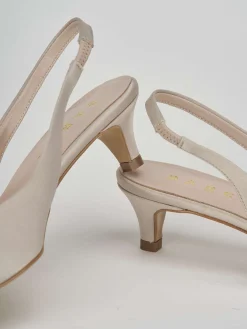 Décolleté e slingback tacco 3cm raso beige