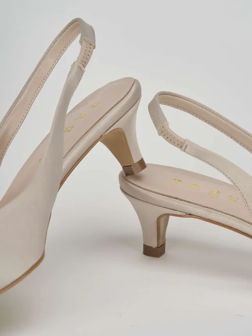 Décolleté e slingback tacco 3cm raso beige