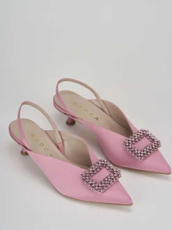 Décolleté e slingback tacco 3cm raso rosa